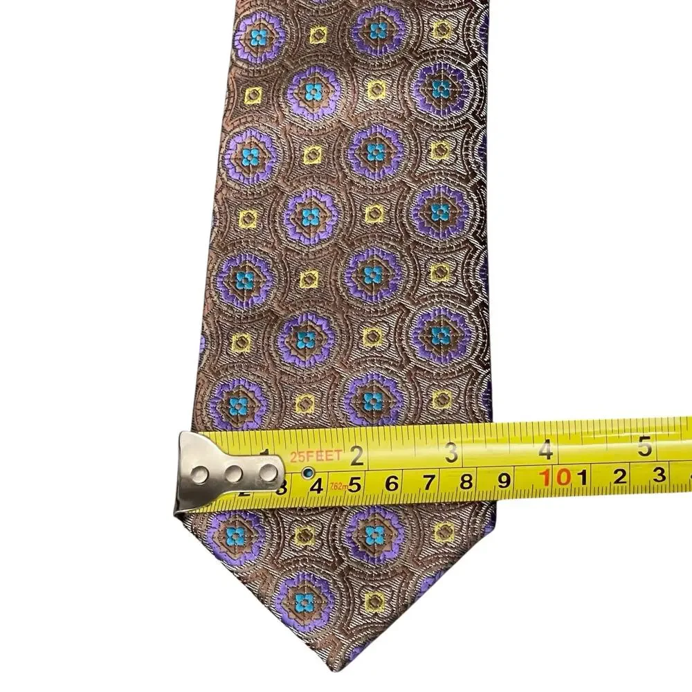 Sparks John Sparks Hand Made Geometric Tie Men's OS Brown Purple Pointed Necktie